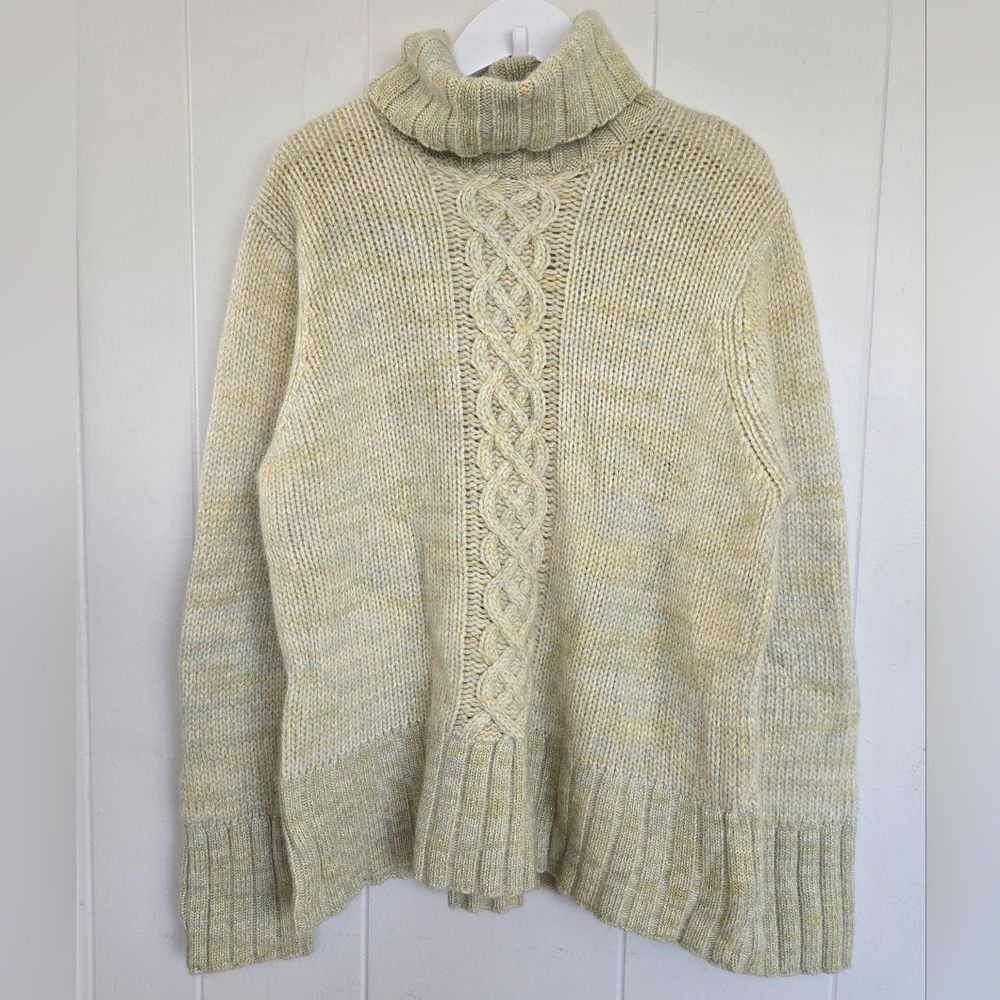 Lambswool, Rabbit Hair, Sarah Spencer Cable Knit Turtleneck Sweater